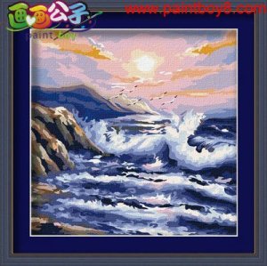 New design diy oil painting by numbers seascape oil painting 2015 new photo