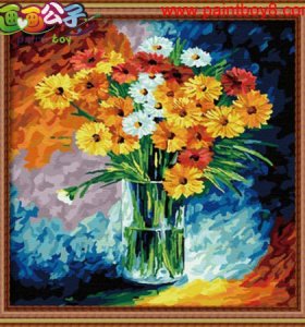 Nuevo diseño de la flor diy de la pintura de aceite por números, Acrílico pintura de la flor