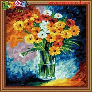 New flower design diy oil paint by numbers,acrylic flower painting