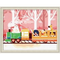 Best price Diy oil paint by numbers F039 happy train design yiwu factory jia cai tian yan painting on canvas