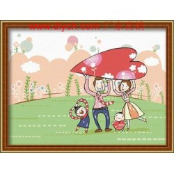 Ventas al por mayor pintura con números E001 feliz de la familia pintura al óleo by número