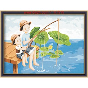 wholesales paint with numbers E002 father and son design painting on canvas yiwu jia cai tian yian wholesales