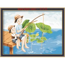wholesales paint with numbers E002 father and son design painting on canvas yiwu jia cai tian yian wholesales
