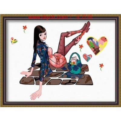 wholesales diy paint by numbers modern girl photo painting pait boy brand canvas oil painting