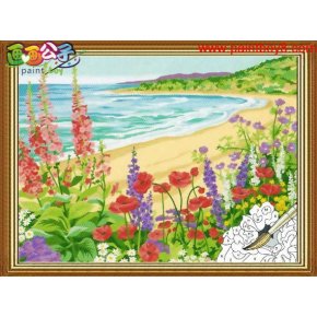 E079 acrylmalerei mit blumen-design landschaftsmalerei auf leinwand großhandel diy malen mit zahlen