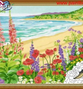 E079 acrylmalerei mit blumen-design landschaftsmalerei auf leinwand großhandel diy malen mit zahlen