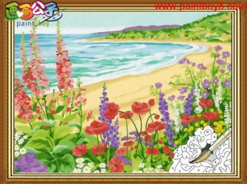 E079 acrylic painting with flower design landscape painting on canvas wholesales diy painting with numbers