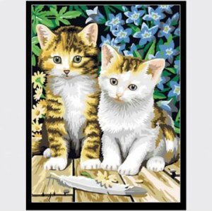 wholesales diy paint animal design cat picture printing on canvas