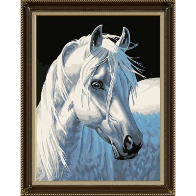 E082 diseño del caballo blanco animal imagen diy handmaded pintura by números en la lona