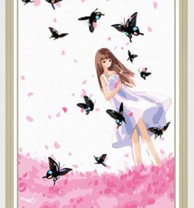 girl and butterfly picture canvas paintings wholesales diy painting by numbers