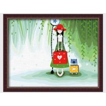 E099 girl design handmaded painting on canvas wholesales diy paint with numbers