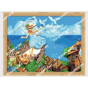 Ventas al por mayor pintura con números E104 30 * 40 CM seascpe pintura al óleo by números en la lona