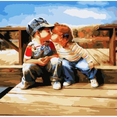 wholesales diy oil painting little boy and girl photo design canvas painting by numbers yiwu factory