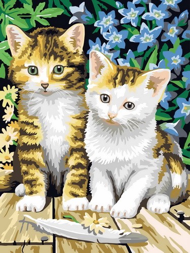 wholesales diy painting with numbers E081 cat design animal picture painting on canvas