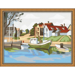 Dorf Bild diy Ölbild von Zahlen- en71-3- astmd- 4236 acrylfarbe- Lack Junge 30*40cm