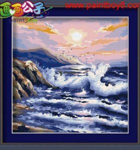 F024 seascape acrylic painting jia cai tian yan Best price Diy oil paint by numbers