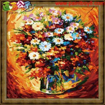 2015 factory flower pictures adstrract oil painting home deco art set fiy kit