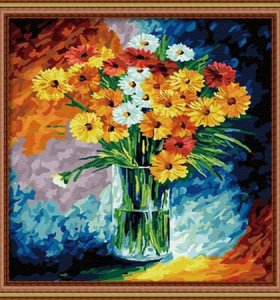 Abstracto de la flor diy pintura al óleo por números, Pintura de la flor en canvvas