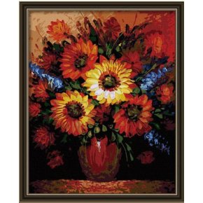 großhandel diy malen nach zahlen sonnenblumen abstrakte blumenmalerei blume mit vase