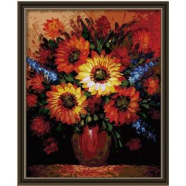 großhandel diy malen nach zahlen sonnenblumen abstrakte blumenmalerei blume mit vase