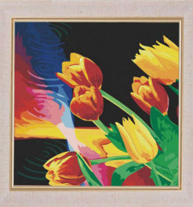 F001abstract pintura al óleo en la lona con imagen de la flor ventas al por mayor pintura con números