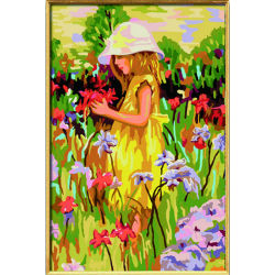 Niña bonita de la foto de la por números nueva de fábrica de imagen de la pintura