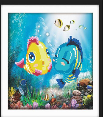 famous cartoon fish resin 5D diamond painting by number for house decor