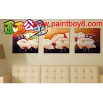 oil abstract flowers painting for girls,3 panels ,new flower picture