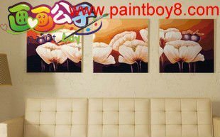 oil abstract flowers painting for girls,3 panels ,new flower picture