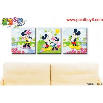 acrylic oil painting cartoon pictures,3 panels