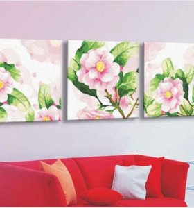 triple oil painting 3 panels oil painting by numbers flower picture design Painting for kids