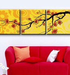 Diy oil Painting by numbers P008 triple painting on canvas with flower design