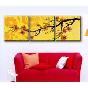 Diy Öl malen nach zahlen p008 dreifach-gemälde auf leinwand mit blumen-design