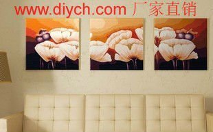 Diy oil painting by numbers P001 triple painting with flower design 3 panels