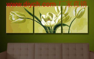 Diy pintura al óleo by números P002 triple diseño flor pintura 3 unids paneles grupo pintura en la lona de la decoración del hogar