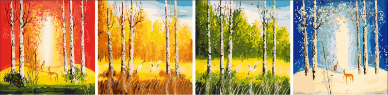 diy oil paint by numbers four panels new design oil painting