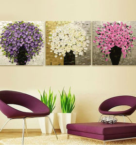 Caliente foto de la flor tríptico pintura by números de la decoración del hogar
