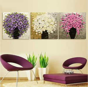 hot photo flower triptych painting by numbers for home decor