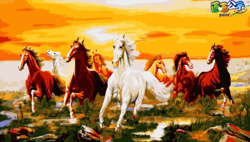 Diy oil painting running horse picture painting canvas oil painting by numbers