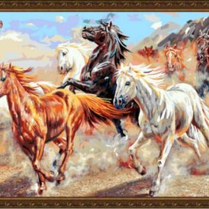 wholesales diy oil painting with numbers running horse large size painting