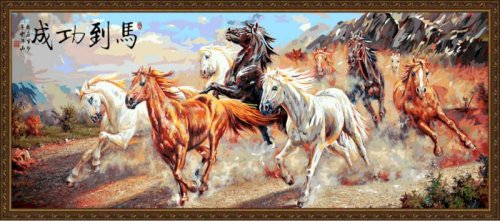 wholesales diy oil painting with numbers running horse large size painting