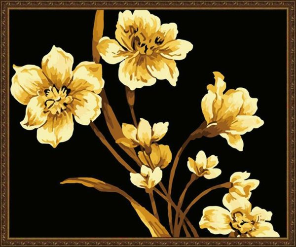 wholesales diy paint by numbers golden flower painting yiwu art suppliers flower abstract painting