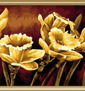 J013 golden painting with flower design wholesales diy paint with numbers