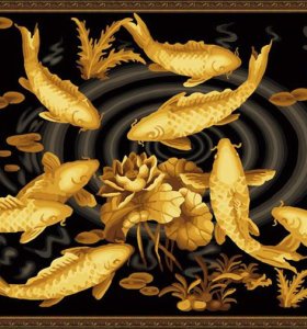 Ventas al por mayor diy de la pintura de aceite por números de oro diseño de los pescados para colorear por números