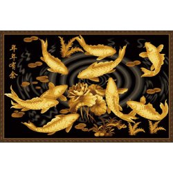 Ventas al por mayor diy de la pintura de aceite por números de oro diseño de los pescados para colorear por números