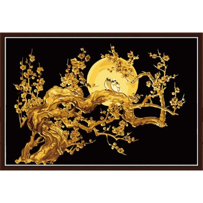 Ventas al por mayor de diy pintura al óleo de la flor de oro pintura por números de gran tamaño de oro pintura