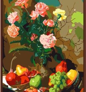 Hechos a mano de pintura al óleo moderna por número Yiwu fábrica, Nueva imagen de la flor pintura
