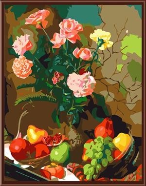 handmade modern oil painting by number Yiwu manufactory ,new flower picture painting