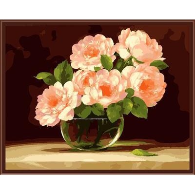 Abstract wooden frame painting by numbers ,new flower design art set factory price GX6226