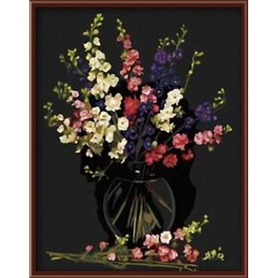 Abstract wooden frame painting by numbers ,new flower design art set factory price GX6228